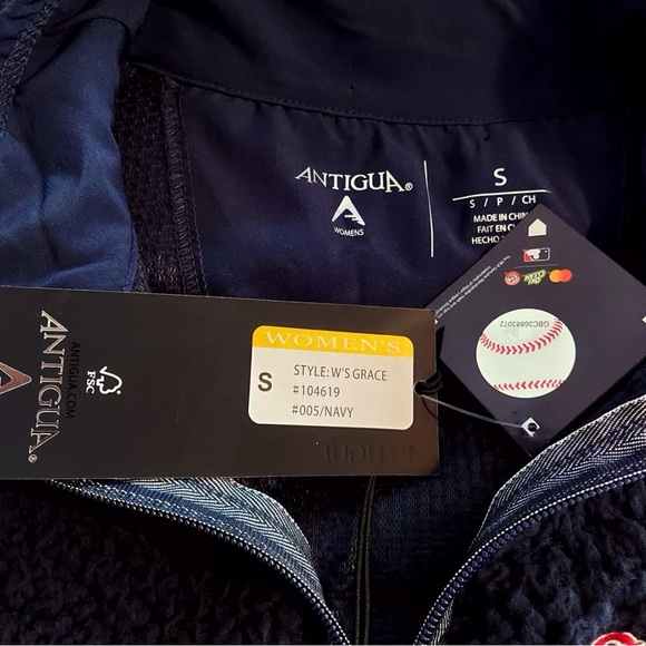 Atlanta Braves Womens Vest Size Small Antigua Blue Sherpa Fleece Zip Front New - Picture 4 of 5